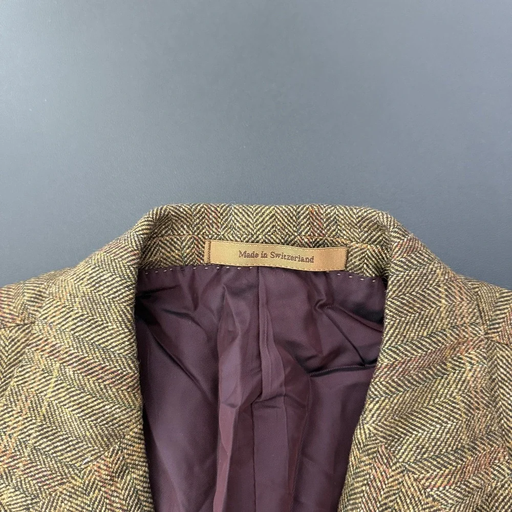 Ermenegildo Zegna Sport Coat Mens 50R Brown Herringbone Wool Cashmere Tweed